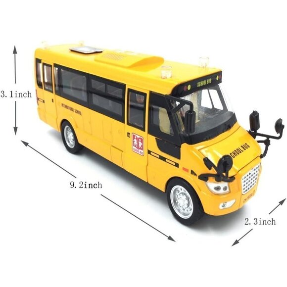 9" Pull Back School Bus Sounds Die-cast Metal Toy Vehicles With  Openable Doors - Picture 5 of 6